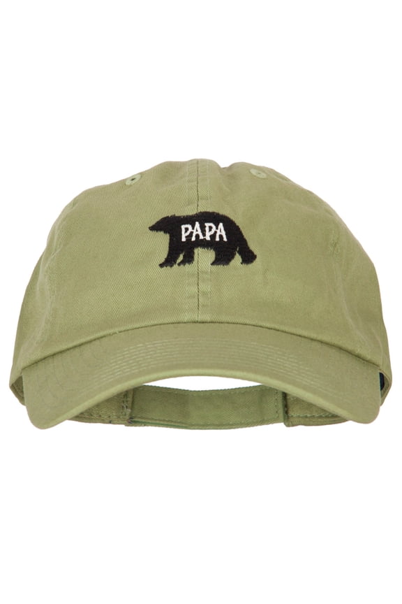 Papa Bear Embroidered Low Profile Cotton Cap - Cactus OSFM