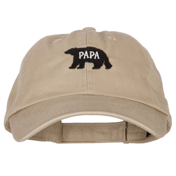 Papa Bear Embroidered Low Profile Cotton Cap - Khaki OSFM