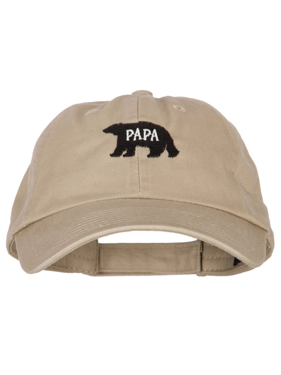 Papa Bear Embroidered Low Profile Cotton Cap - Khaki OSFM