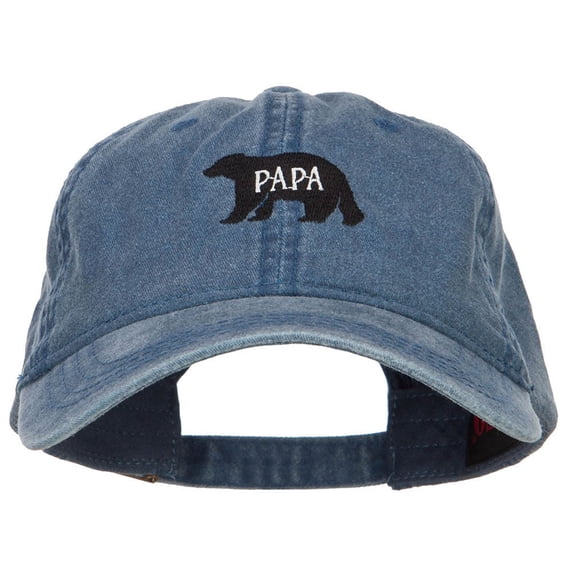 Papa Bear Embroidered Washed Cap - Navy OSFM