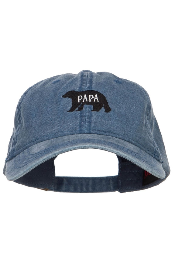 Papa Bear Embroidered Washed Cap - Navy OSFM