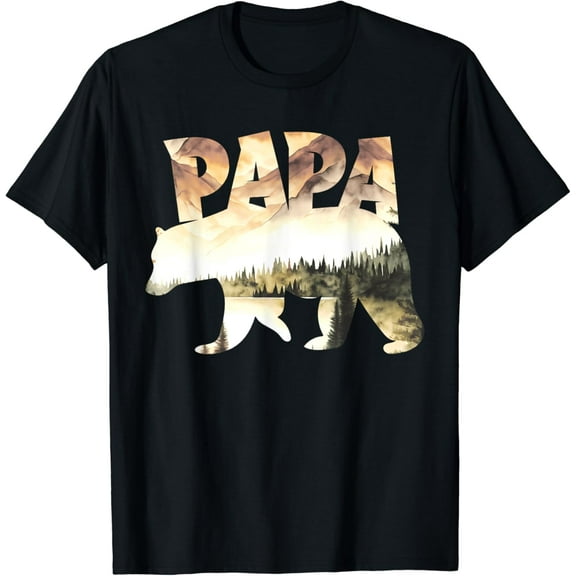 Papa Bear Forest Lake Mountain Scene Outdoors Father'S Day T-Shirt Unisex S-5XL Hot Trending Shirt, Vintage Birthday Gift