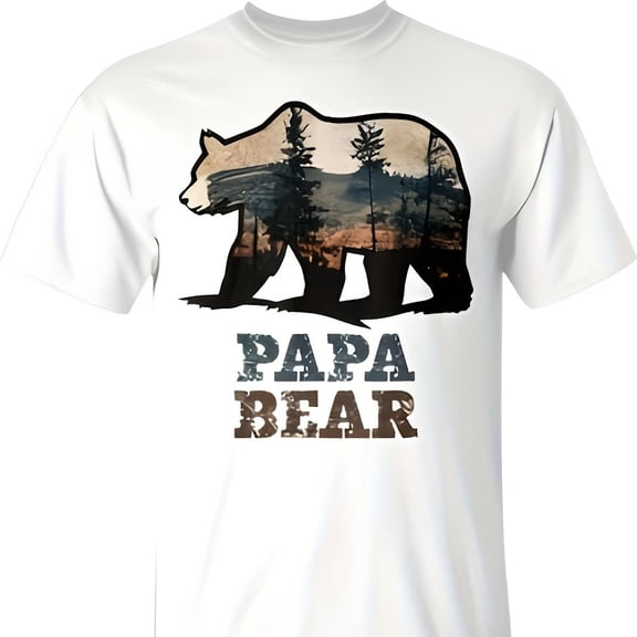 Papa Bear Grandpa Father's Day Vintage T-Shirt 220g Cotton Crew Neck Top With Gentle Be Yours Typ6