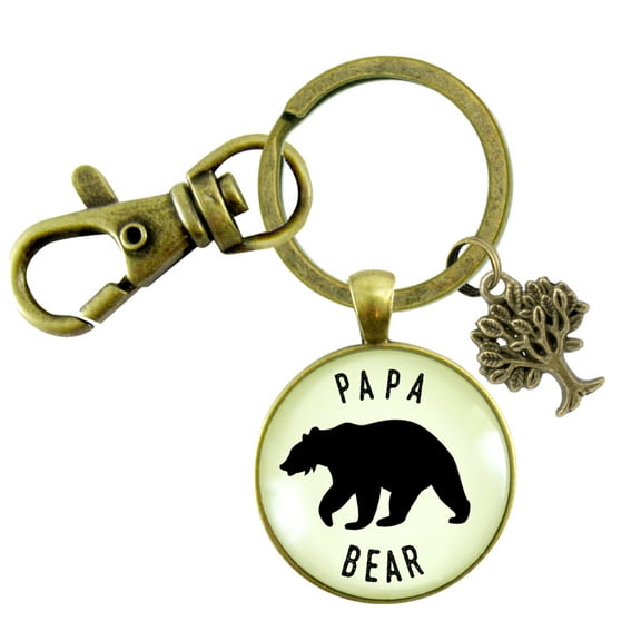 Papa Bear Gutsy Goodness Bronze Keychain Fathers Rustic Key Ring Gift Expectant Dad Father Grandpa
