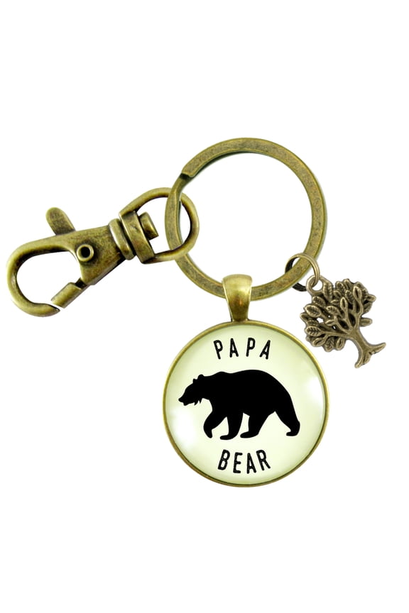 Papa Bear Gutsy Goodness Bronze Keychain Fathers Rustic Key Ring Gift Expectant Dad Father Grandpa