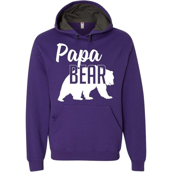 Papa Bear Hoodie Dad Mens Soft Hoodie Adult Unisex Sweatshirt Purple, S
