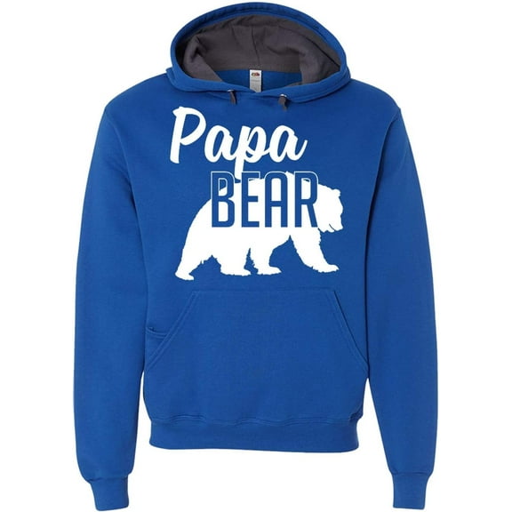 Papa Bear Hoodie Dad Mens Soft Hoodie Adult Unisex Sweatshirt Royal, 2XL