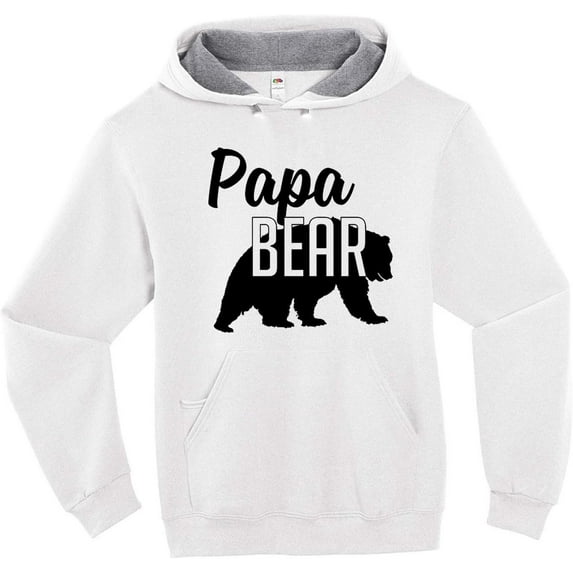 Papa Bear Hoodie Dad Mens Soft Hoodie Adult Unisex Sweatshirt White, Large