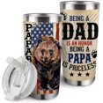 thumbnail image 1 of Papa Bear Insulated Vacuum Tumbler with Lid, Father''s Day Birthday Gifts for Dad Men Grandpa, 4th of July American Flag Funny Stainless Steel Double Wall Cup, 20 oz Travel Detachable Straw Mug, 1 of 6