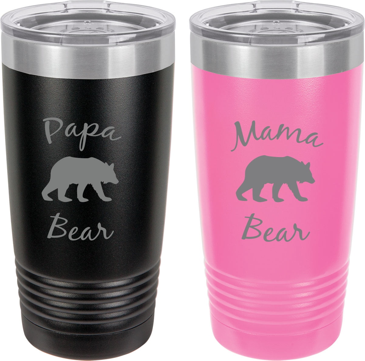 Papa Bear Mama Bear Stainless Steel Engraved Insulated Tumbler