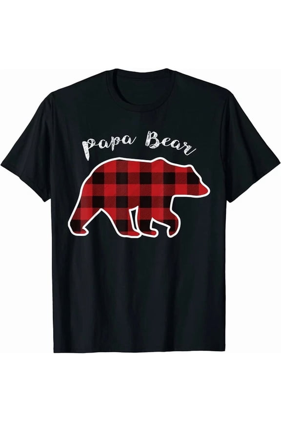 Papa Bear Men Red Plaid Pajama Family Dad Unisex S-5XL T-Shirt