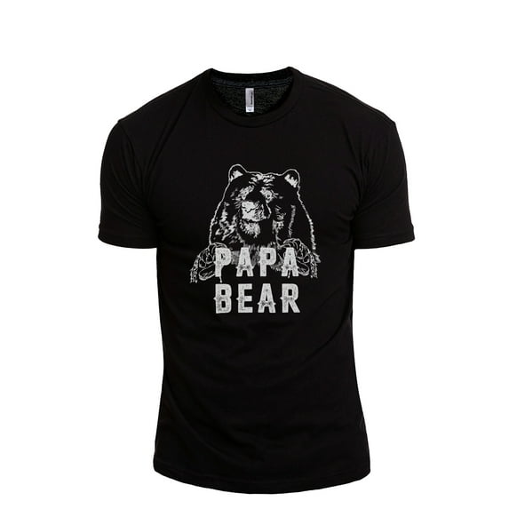 Papa Bear Men's Modern Fit Fun Casual T-Shirt Printed Graphic Tee Black Large