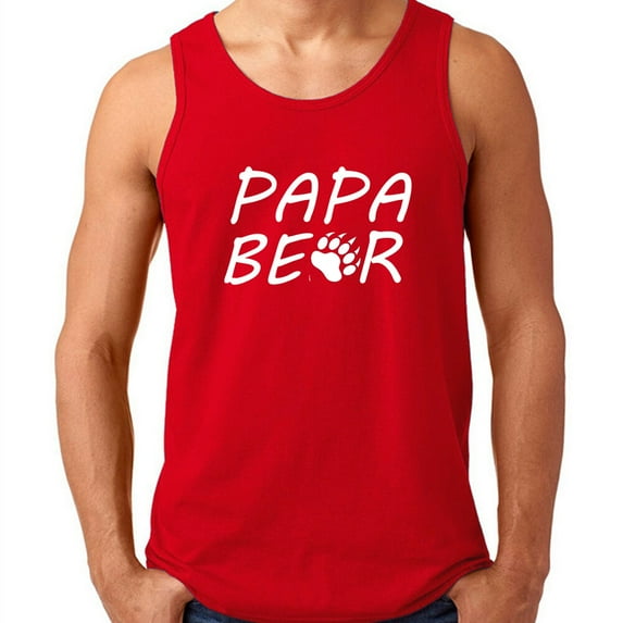 Papa Bear Printed Men's Tank Top Fathers Day Red Tee X-Large