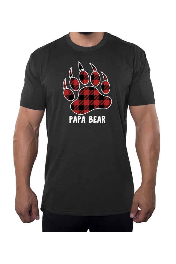 Papa Bear Shirt with buffalo Plaid Claw, Men's T-shirts, Cool Shirts for Dad - Charcoal MH200DAD S1 S