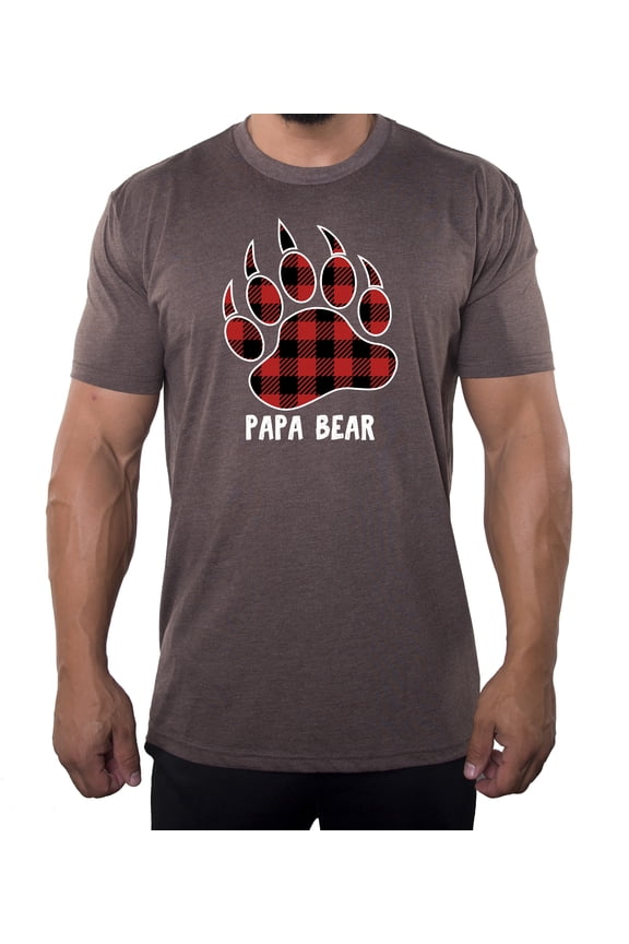 Papa Bear Shirt with buffalo Plaid Claw, Men's T-shirts, Cool Shirts for Dad - Espresso MH200DAD S1 L