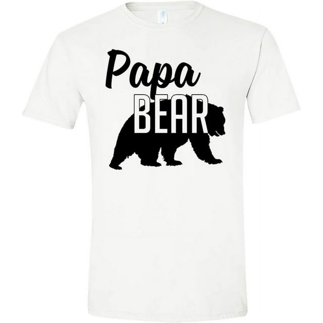 Papa Bear T-Shirt Mens Tee Gift for Dad and Fathers Day White