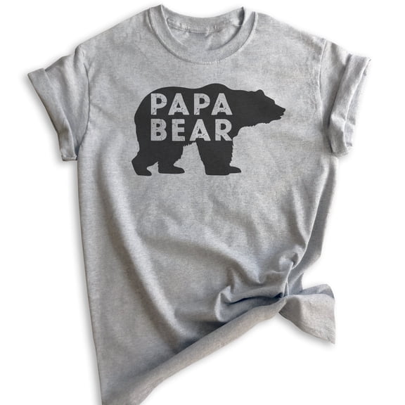 Papa Bear T-shirt, Unisex Men's Shirt, Papa Shirt, Dad Shirt, Father's Day Shirt, Heather Gray, Small