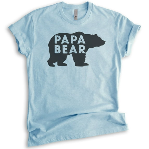 Papa Bear T-shirt, Unisex Men's Shirt, Papa Shirt, Dad Shirt, Father's Day Shirt, Heather Light Blue, XX-Large