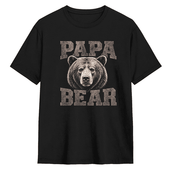Papa Bear Vintage Graphic Tee for Men, Dad Family Gift Cotton Short Sleeves T-Shirt