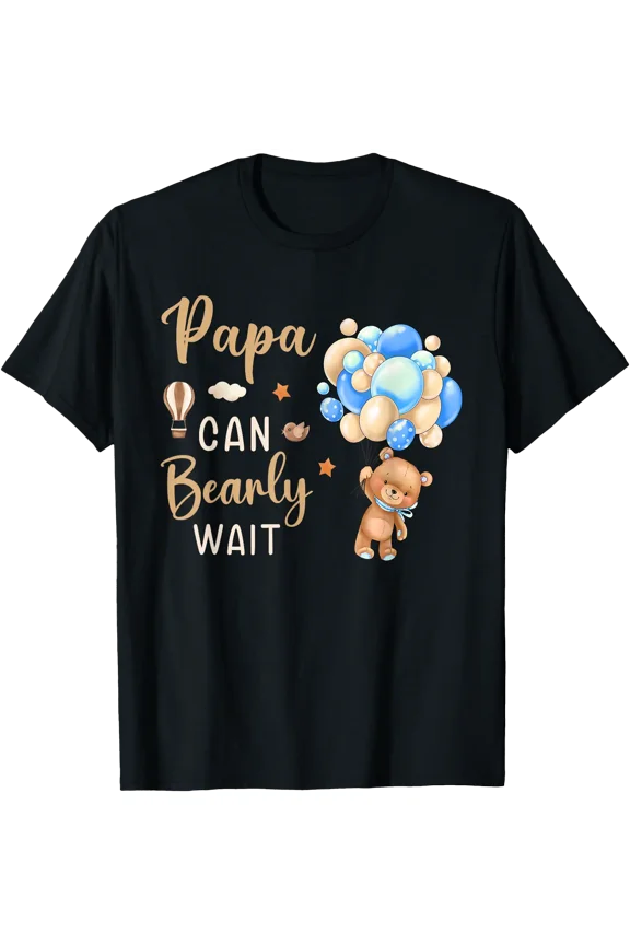 Papa Can Bearly Wait Bear Gender Neutral Boy Baby Shower T-Shirt