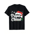 thumbnail image 1 of Papa Claus Christmas TShirt with Santa Hat and Lights Design Black Adult Tee Unisex Tee, 1 of 6