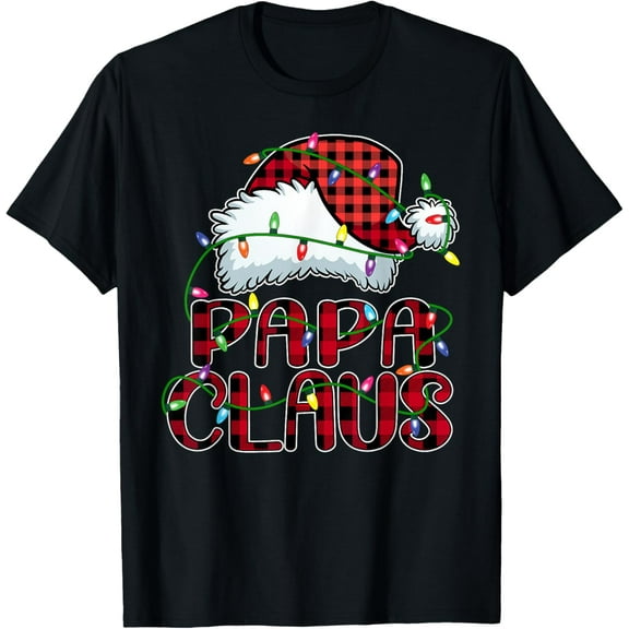 Papa Claus Shirt Christmas Lights Pajama Family Matching T-Shirt