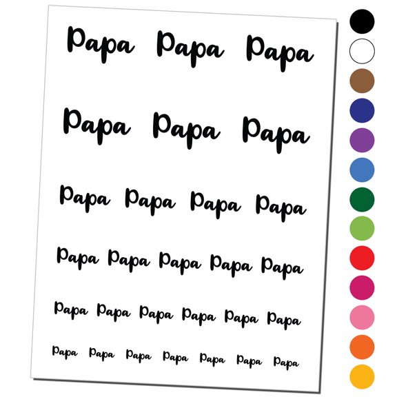Papa Cursive Text Dad Father Water Resistant Temporary Tattoo Set Fake Body Art Collection - Dark Blue