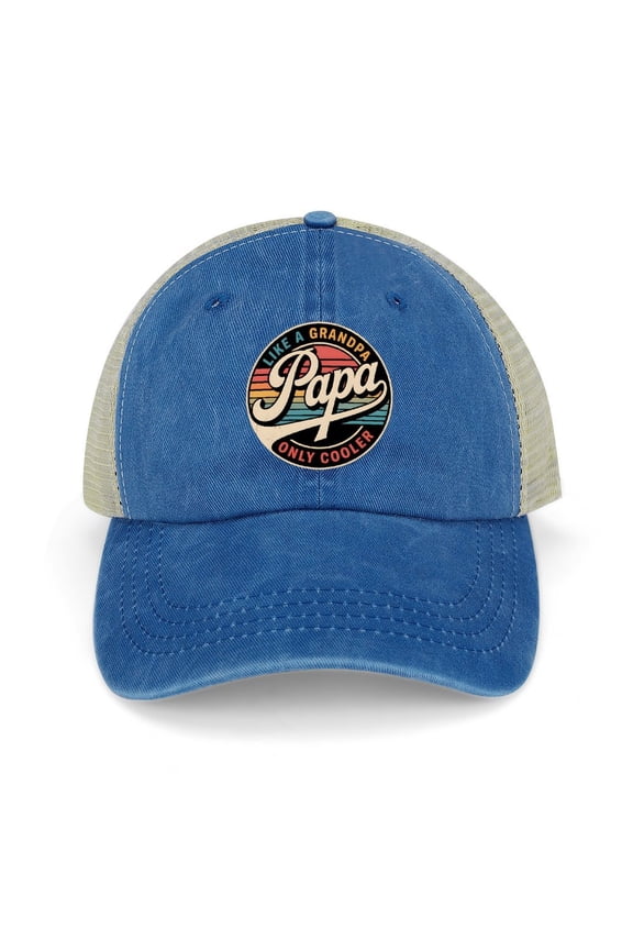 Papa Dark Blue Baseball Cap for Men Women, Adjustable Snapback Hats Trucker Hat