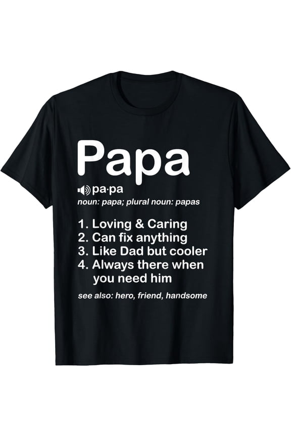 Papa Definition Classic Design T-ShirtMen and women, White Black T-shirt, size: Extra large S-1616XL