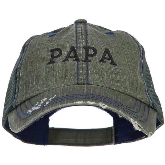 Papa Embroidered Low Profile Cotton Mesh Cap - Green OSFM