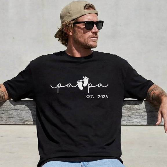 Papa Est New Dad Announcement For Pregnancy Reveal for Grandpa T-Shirt