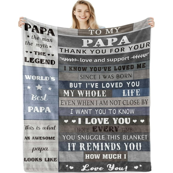 Papa Gifts for Fathers Day,Papa Gifts Blanket 60"x50",Papa/Grandpa Gifts from Grandkids,Happy Papa Birthday Gifts,Best/Great Grandpa Papa Gifts,Birthday Gift for Papa Blanket,Papa/Grandfather Gift