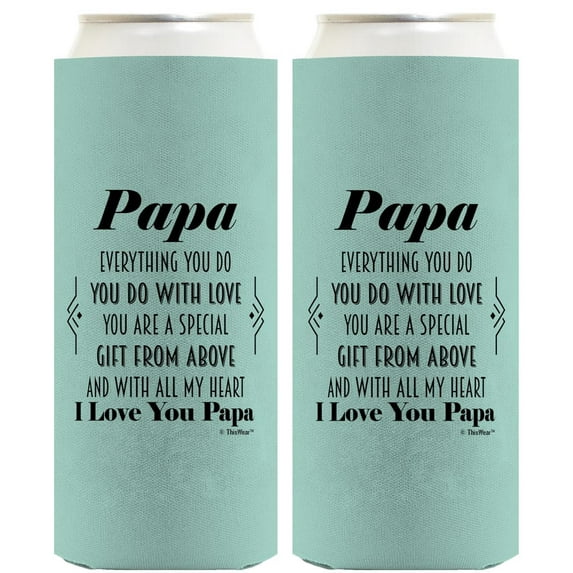 Papa Gifts For Grandpa Papa You Are A Gift From Above Poem 2-Pack Ultra Slim Can Thermocoolers