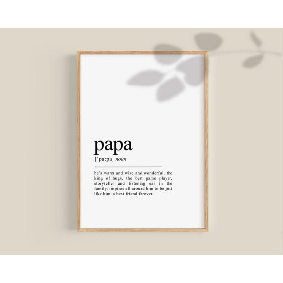 Papa Gifts, Papa Definition, Dictionary Art, Father'S Day Gift, Gifts For Dad Wall Art, Gifts For Him, Gifts For Men Home Decor, 8x12 UNFRAMED