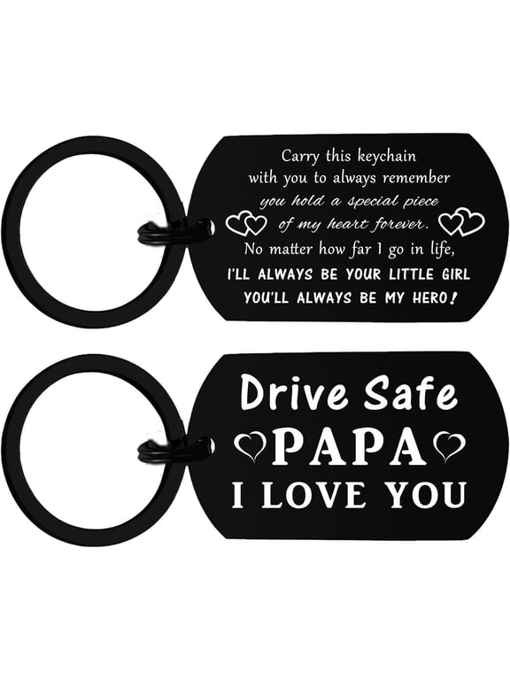 Papa Gifts from Daughter Granddaughter, Love Keychain for Fathers Day Birthday Christmas, Metal Engraved