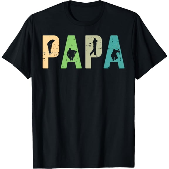 Papa Golf Silhouette Cool Golfing Sport Golfer Dad Daddy Men T-Shirt