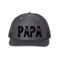 thumbnail image 1 of Papa Hat, Papa, Gift For Papa, Trucker Cap, Adjustable, Hunting Hat, Deer Hunting, Turkey Hunting, Gift For Grandpa, Grandpa Hat, Black Text, Charcoal/Black, 1 of 1
