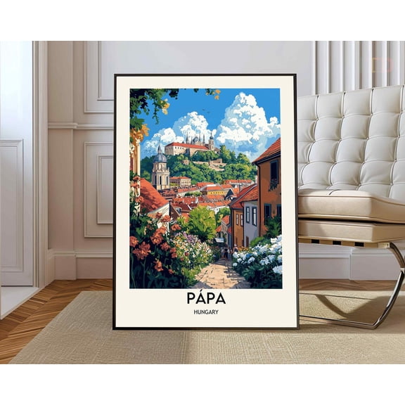 Papa Hungary City Map Wall Art Travel Decor Photo Print Unframed Paper Print