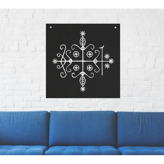 Papa Legba Voodoo Veve Wall Tapestry - occult witchcraft death skeleton skull