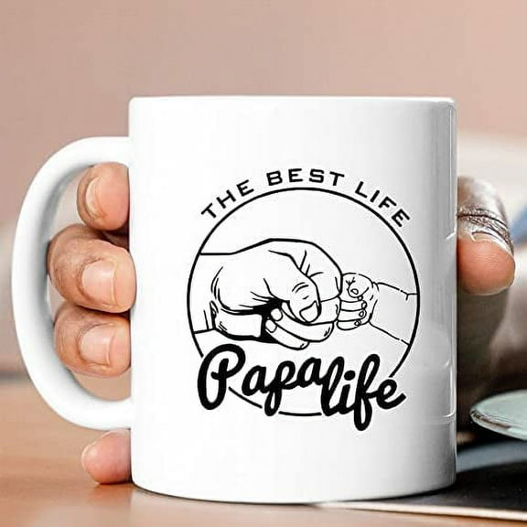Papa Life Coffee Mug For Grandpa From Grandkids Granddad And Kid Bump Hand White Coffee Cup 11oz 15oz Customized Ideas Gifts For Grumpy Old Men Fathers Day Birthday Anniversary