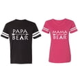 thumbnail image 1 of Papa Mama Bear Matching Couple Cotton Jerseys (Men Black / Women Pink) (Men L / Women M), 1 of 3