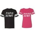 thumbnail image 1 of Papa Mama Bear Matching Couple Cotton Jerseys (Men Black / Women Pink) (Men S / Women XXL), 1 of 3