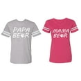 thumbnail image 1 of Papa Mama Bear Matching Couple Cotton Jerseys (Men Heather / Women Pink) (Men L / Women M), 1 of 3