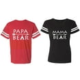thumbnail image 1 of Papa Mama Bear Matching Couple Cotton Jerseys (Men Red / Women Black) (Men S / Women L), 1 of 3