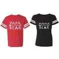 thumbnail image 1 of Papa Mama Bear Matching Couple Cotton Jerseys (Men Red / Women Black) (Men S / Women S), 1 of 3