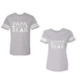 thumbnail image 1 of Papa Mama Bear Unisex Couple Matching Cotton Jersey style T-Shirt Contrasting stripes on sleeves (Men Heather / Women Heather) (Men S / Women L), 1 of 3