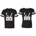 thumbnail image 1 of Papa Mama Buck Matching Couple Cotton Jerseys (Men Black / Women Black) (Men M / Women S), 1 of 3