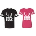 thumbnail image 1 of Papa Mama Buck Matching Couple Cotton Jerseys (Men Black / Women Pink) (Men XL / Women XXL), 1 of 3