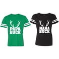 thumbnail image 1 of Papa Mama Buck Matching Couple Cotton Jerseys (Men Green / Women Black) (Men S / Women S), 1 of 3