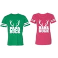 thumbnail image 1 of Papa Mama Buck Matching Couple Cotton Jerseys (Men Green / Women Pink) (Men M / Women S), 1 of 3